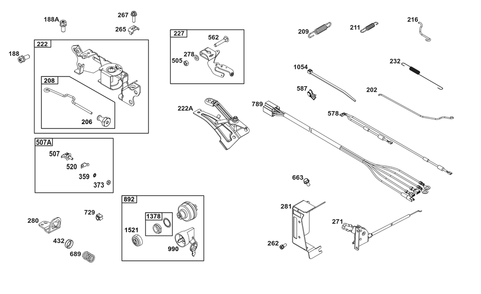 Controls Group Diagram and Parts List for 386447-0091-B5 200000 - 399999 Briggs and Stratton Engine